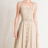 TAILORED IN SUNLIGHT WOVEN MIDI DRESS