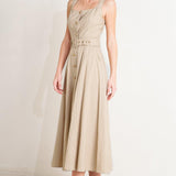 TAILORED IN SUNLIGHT WOVEN MIDI DRESS