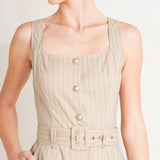 TAILORED IN SUNLIGHT WOVEN MIDI DRESS