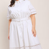 ELEGANT ENCOUNTER WOVEN MIDI DRESS
