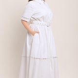 ELEGANT ENCOUNTER WOVEN MIDI DRESS