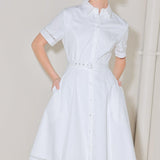 ELEGANT ENCOUNTER WOVEN MIDI DRESS