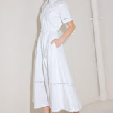 ELEGANT ENCOUNTER WOVEN MIDI DRESS