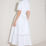ELEGANT ENCOUNTER WOVEN MIDI DRESS