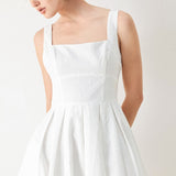 ECHO IN WHITE WOVEN MIDI DRESS