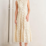 PURELY ROMANTIC WOVEN LACE MIDI DRESS