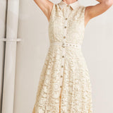 PURELY ROMANTIC WOVEN LACE MIDI DRESS