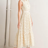 PURELY ROMANTIC WOVEN LACE MIDI DRESS