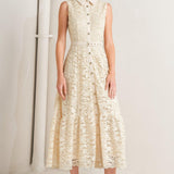 PURELY ROMANTIC WOVEN LACE MIDI DRESS