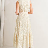 PURELY ROMANTIC WOVEN LACE MIDI DRESS