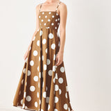 DOLCE VITA POLKA DOT WOVEN MIDI DRESS