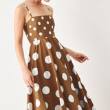 DOLCE VITA POLKA DOT WOVEN MIDI DRESS