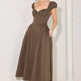 MOCHA MUSE MOMENT WOVEN MIDI DRESS
