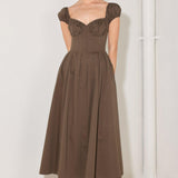 MOCHA MUSE MOMENT WOVEN MIDI DRESS