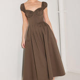 MOCHA MUSE MOMENT WOVEN MIDI DRESS