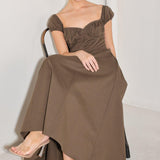 MOCHA MUSE MOMENT WOVEN MIDI DRESS