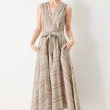 SWEET STRIPE WOVEN MIDI DRESS