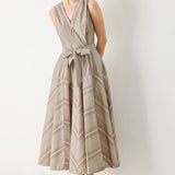 SWEET STRIPE WOVEN MIDI DRESS