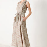 SWEET STRIPE WOVEN MIDI DRESS