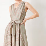 SWEET STRIPE WOVEN MIDI DRESS