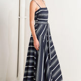 SWEET ESCAPE STRIPE WOVEN MIDI DRESS