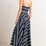 SWEET ESCAPE STRIPE WOVEN MIDI DRESS