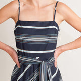 SWEET ESCAPE STRIPE WOVEN MIDI DRESS