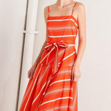 SWEET ESCAPE STRIPE WOVEN MIDI DRESS