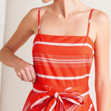 SWEET ESCAPE STRIPE WOVEN MIDI DRESS
