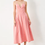 PINK HAZE WOVEN TWILL MIDI DRESS