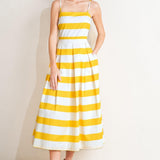 HONEY GLOW WOVEN MIDI DRESS