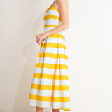 HONEY GLOW WOVEN MIDI DRESS