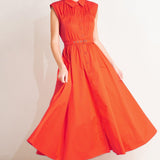 RUNWAY READY SCARLET WOVEN MIDI DRESS