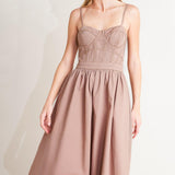 UNDERSTATED GLAM WOVEN TWILL MIDI DRESS