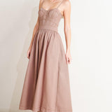 UNDERSTATED GLAM WOVEN TWILL MIDI DRESS