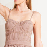 UNDERSTATED GLAM WOVEN TWILL MIDI DRESS