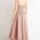 UNDERSTATED GLAM WOVEN TWILL MIDI DRESS