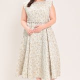 STATEMENT IN IVORY WOVEN MIDI DRESS