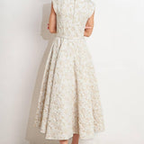 STATEMENT IN IVORY WOVEN MIDI DRESS