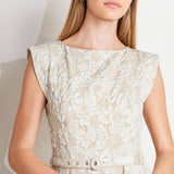 STATEMENT IN IVORY WOVEN MIDI DRESS