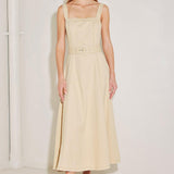 ELEVATED NEUTRAL WOVEN MIDI DRESS