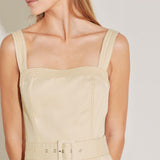 ELEVATED NEUTRAL WOVEN MIDI DRESS