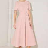 SPRING ICON PINK WOVEN MIDI DRESS