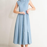 CAFE AU LAIT WOVEN MIDI DRESS