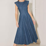 TIMELESS BLUE FORM DENIM MIDI DRESS