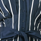 PINSTRIPE STORY WOVEN MIDI DRESS