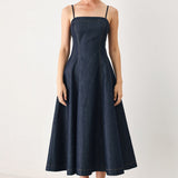THE COASTAL DENIM WOVEN MIDI DRESS