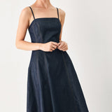 THE COASTAL DENIM WOVEN MIDI DRESS