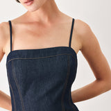 THE COASTAL DENIM WOVEN MIDI DRESS