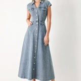 CLASSIC FLOW DENIM MIDI DRESS